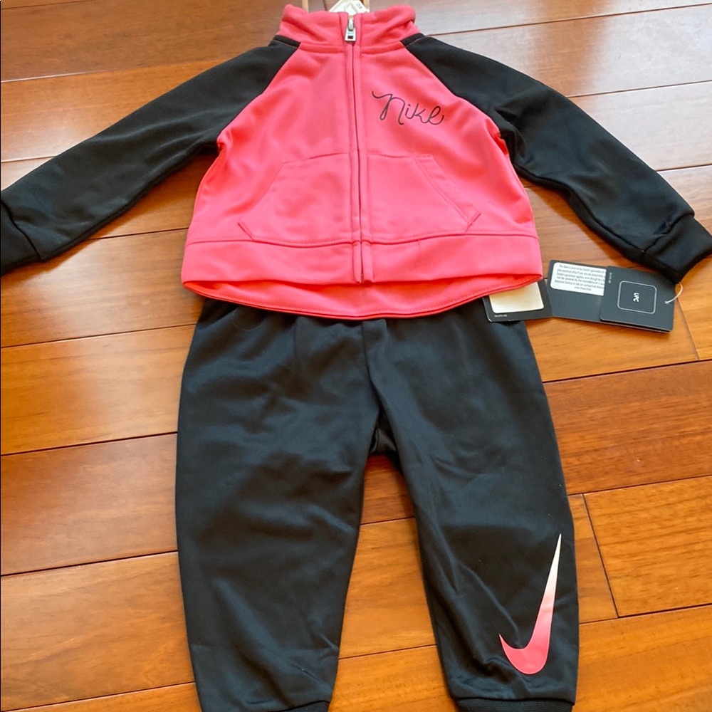 Nike Kids Pink and Black Tracksuit